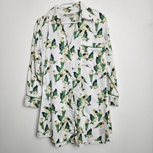 Bed Head Pajamas Sz XS Cotton Green Cabana‎ Birds Nightshirt by Bedhead USA Made